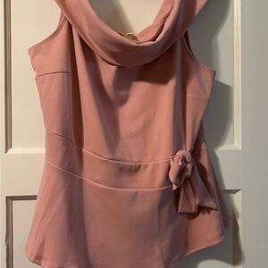 Love J Pink Asymmetrical Sleeveless Blouse with Tie Front